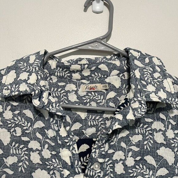 FAHERTY Penny Linen Dress In Blue Indigo Echo Floral Size XS - Picture 3 of 8